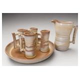 Frankoma Pitcher, Platter and 4 Mugs