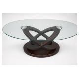 Sculptural Glass-Top Coffee Crossed-Loop Base