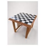 Wooden Checkered Game Table w/ Playing Surface
