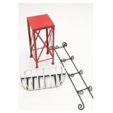 Red Painted Square-Top Metal Stand