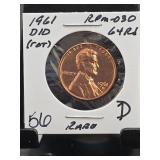 1961-D/D Lincoln Cent DDO 12RM-030 64RD