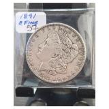 1891 Morgan Silver Dollar, O Mintmark