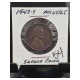 1942-S Lincoln Wheat Cent MS64/65