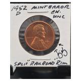 1952-D Lincoln Cent Mint Error