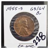 1955 Lincoln Wheat Cent in 2x2 Holder