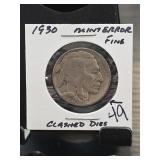 1930 Buffalo Nickel Mint Error Coin