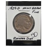 1929-D Buffalo Nickel Rotated Die Error