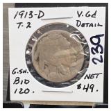 United States Mint 1913-D Nickel, Holder-Labeled