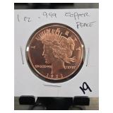 1921 Liberty Peace 1 oz .999 Copper Round