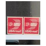 1973 U.S. 13Â¢ Airmail C83 Coil Pair