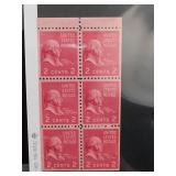 1938 2Â¢ John Adams Booklet Pane of Six