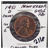 1951-D Wheat Cent Error Coin