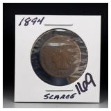 1894 U.S. Indian Head Cent, No Visible Mint Mark