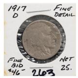 United States Mint 1917-D Buffalo Five Cents