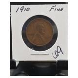 1910 Lincoln Wheat Cent, Fine Grade