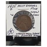 1925-D Lincoln Wheat Cent Mint Error