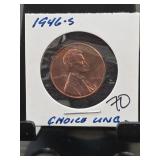 1946-S Lincoln Wheat Cent Choice UNC