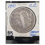 1891-CC Morgan Silver Dollar Carson City
