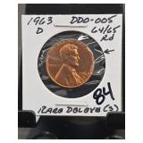 1963-D Lincoln Cent DDO-005 Doubled Die