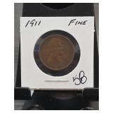 1911 Lincoln Wheat Cent, Fine Condition