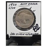 1920 Buffalo Nickel Mint Error