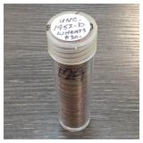 1952-D Wheat Cent Stack in Coin Tube