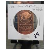 1 oz .999 Fine Copper Buffalo Bar
