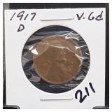 U.S. One-Cent Coin, Holder Marked 1917