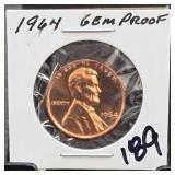 1964 Lincoln Cent in Coin Holder BU