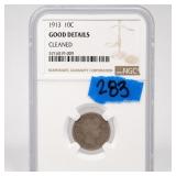 1913 10-Cent Coin, NGC Good Details