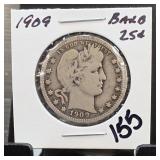 United States Mint 1909 United Barber Quarter