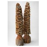 Pair of Rustic Carved Wood Tree-Trunk Sculptures