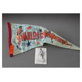 Harlem Globetrotters Pennant and Paige Card Signed