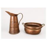 Two-Piece Copper Pitcher & Handled Copper Label