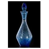 Vintage MCM Style Cobalt Blue Swirl Decanter Qty 1