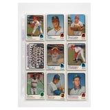 1973 Topps Baseball Cards, . 27-Card Lot 3 Sheets