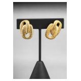 Napier Pair of Gold-Tone Textured Loop Earrings