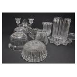 Lot of Clear Faceted and Ribbed Glassware