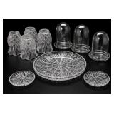 Lot of Clear Cut-Pattern Glassware & Glass Cloches