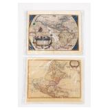 Lot of 2 Reproduction Historical Map the Americas