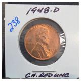 1948-D Lincoln Wheat Cent, Choice Red UNC