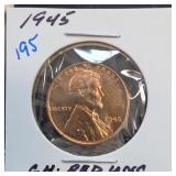 1945 Lincoln Wheat Cent, Choice Red UNC