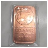 Osborne Mint Liberty Head 1 AVDP Oz Copper Bar