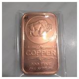 1 AVDP Oz .999 Fine Indian Head Copper Bar