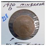 1920-D Lincoln Wheat Cent, No Designer Initials