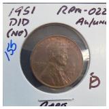 1951-D/D Lincoln Wheat Cent