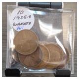 10 Lincoln Wheat Cents, Includes 1955