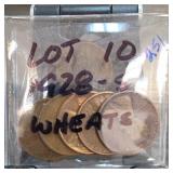 10 Lincoln Wheat Cents, Holder Marked 1917