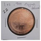 Bitcoin 1 oz .999 Copper Round