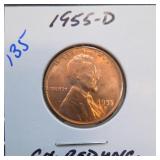 1955-D Lincoln Wheat Cent, Red UNC